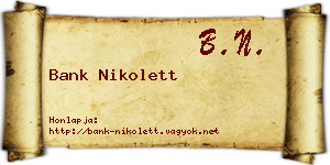 Bank Nikolett névjegykártya