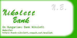 nikolett bank business card